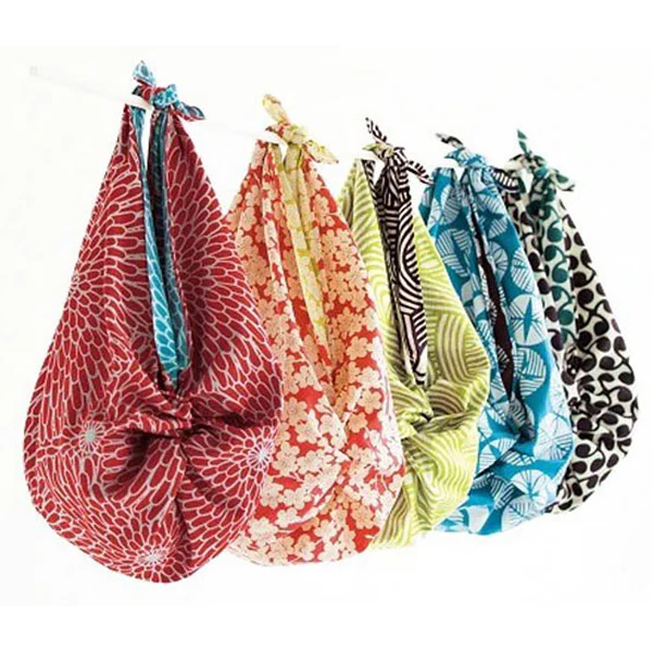 Furoshiki Réversible - New Sprout Mauve & Bleu, 104x104cm - Image 2