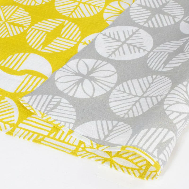 Furoshiki Réversible - Pin Jaune & Gris, 48x48cm