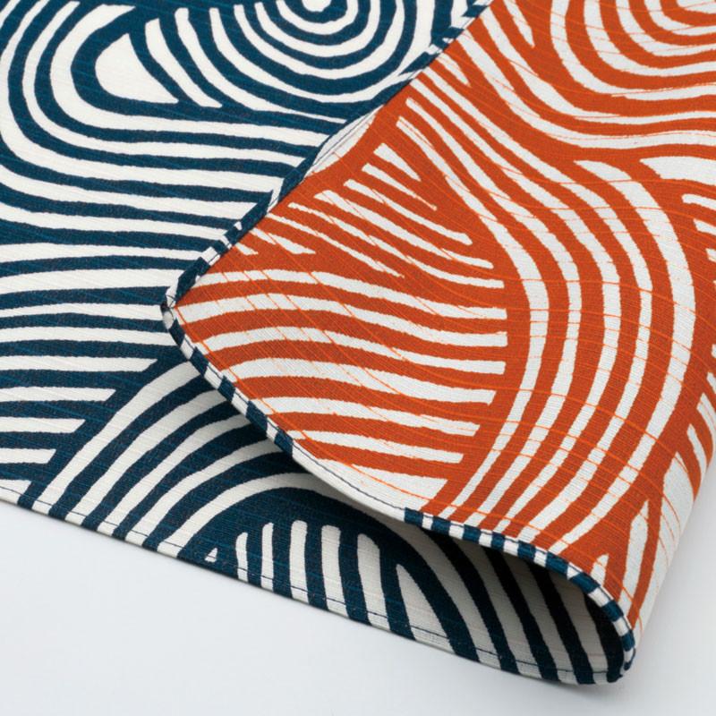 Furoshiki Réversible - Vague Bleu & Orange, 48x48cm