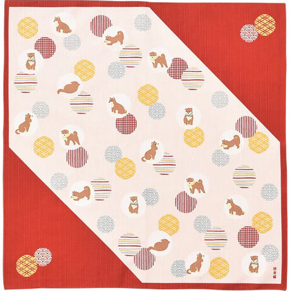 Furoshiki Shiba Inu Komon - Rouge, 50x50cm