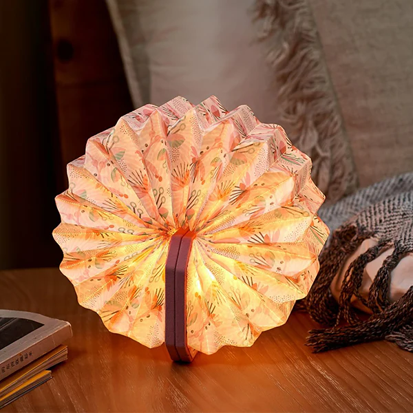 Smart Accordion - Lampe Accordéon Velours, Fleuri Rose