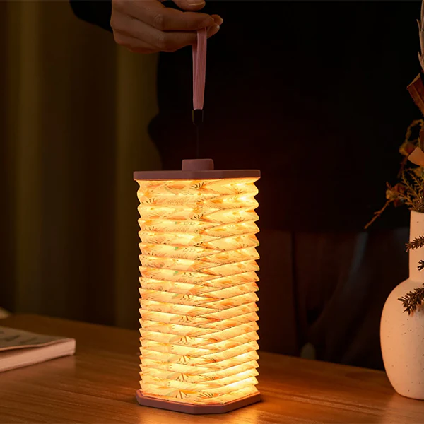 Smart Accordion - Lampe Accordéon Velours, Fleuri Rose - Image 4