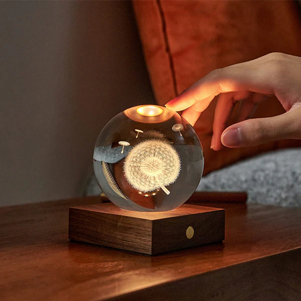 Lampe Amber Crystal - Pissenlit, Noyer