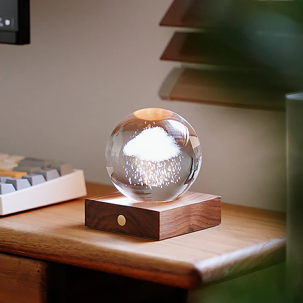 Lampe Amber Crystal - Rain Cloud, Noyer