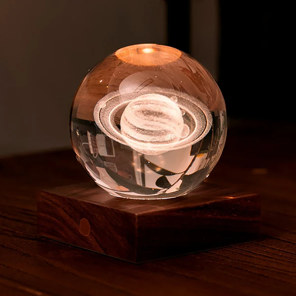 Lampe Amber Crystal - Saturne, Noyer - Image 2