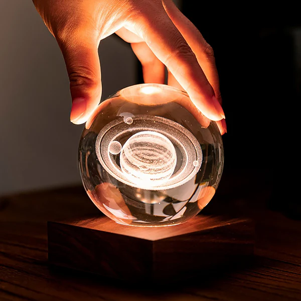Lampe Amber Crystal - Saturne, Noyer - Image 3