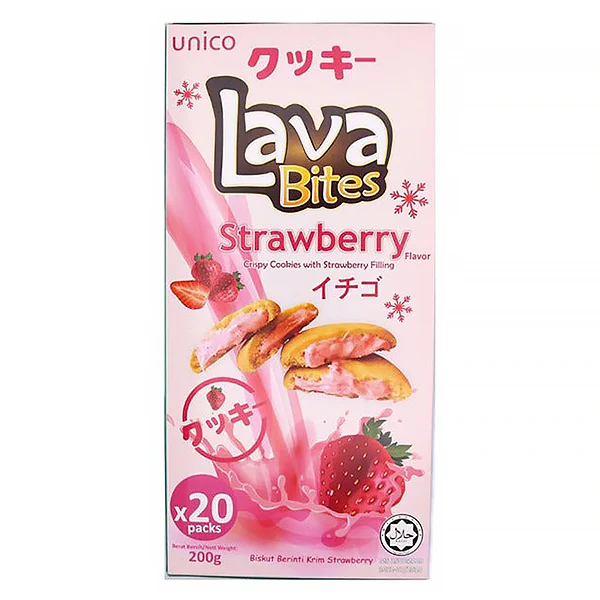 Lava Bites Cookie, Strawberry - Unico, 200g