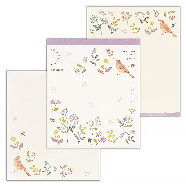 Mémo Pad Awa Iro - Flowers Birds, 50 Feuilles