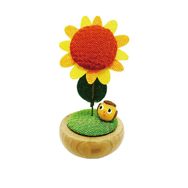 Mini Figurine Tournesol - Hiboux, Bois Naturel - Image 2