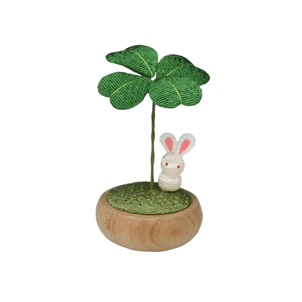 Mini Figurine Trèfle - Usagi Lapin, Bois Naturel