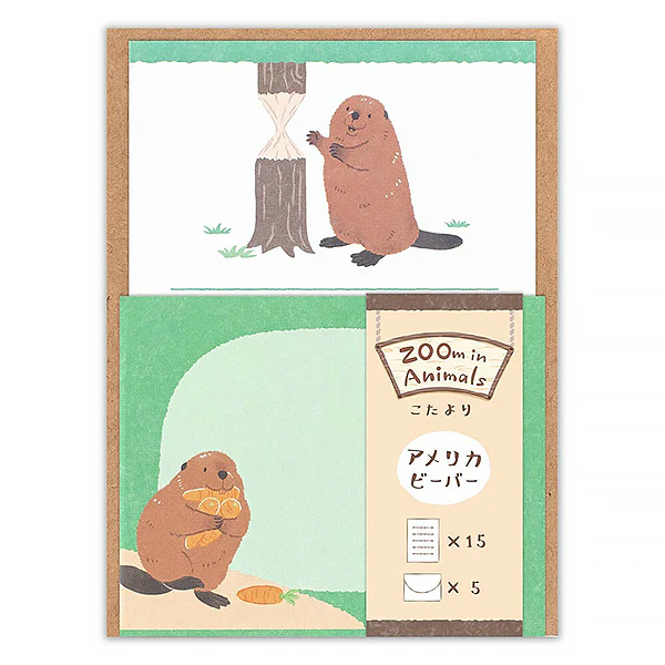 Mini Papier Lettre & Enveloppe Zoo in Animlas - Castor