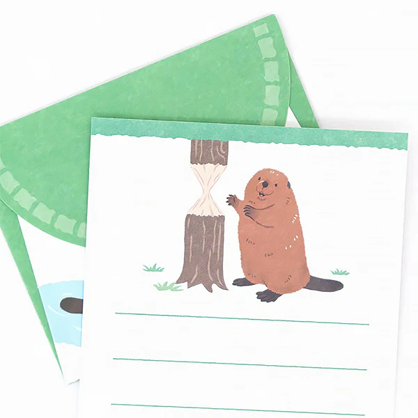 Mini Papier Lettre & Enveloppe Zoo in Animlas - Castor - Image 3