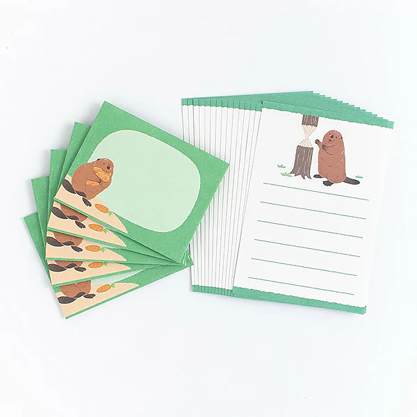 Mini Papier Lettre & Enveloppe Zoo in Animlas - Castor - Image 4