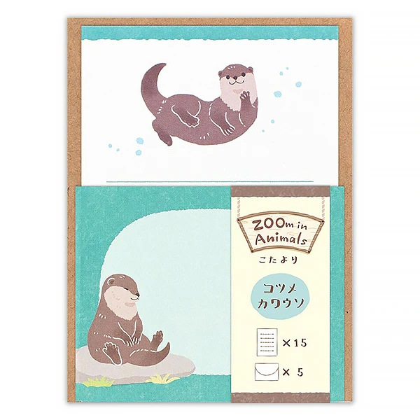 Mini Papier Lettre & Enveloppe Zoo in Animlas - Loutre 02