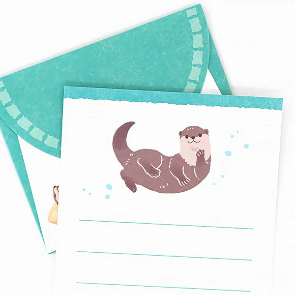 Mini Papier Lettre & Enveloppe Zoo in Animlas - Loutre 02 - Image 3