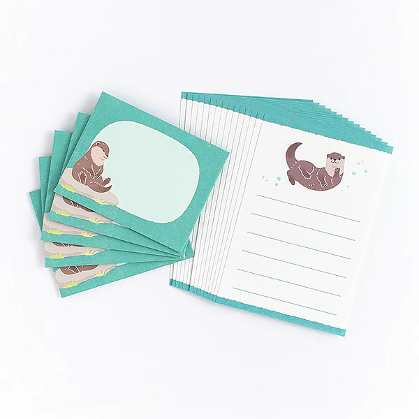 Mini Papier Lettre & Enveloppe Zoo in Animlas - Loutre 02 - Image 4