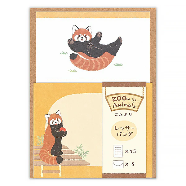 Mini Papier Lettre & Enveloppe Zoo in Animals - Panda Roux