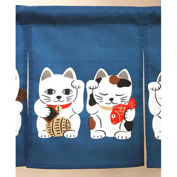 Noren Chat - Maneki neko Bleu, 85x30cm - Image 3