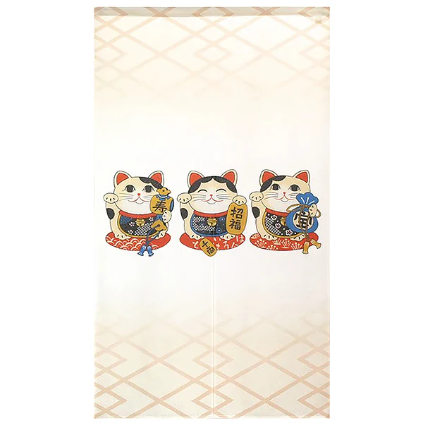 Noren Chat - Maneki Neko Beige, 85x150cm