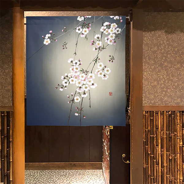 Noren Evening Sakura Moon, 85x90cm