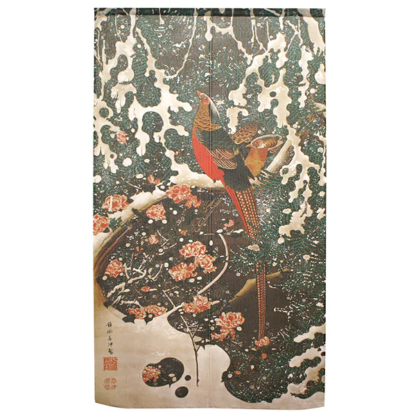 Noren Faisan Sous La Neige - Ito Jakuchu, 85x150cm