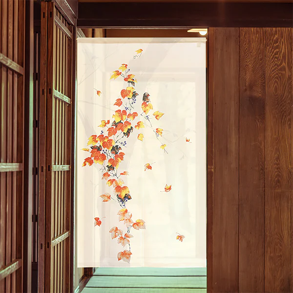 Noren Feuilles Rouges - Collection Tokusen, 85x150cm
