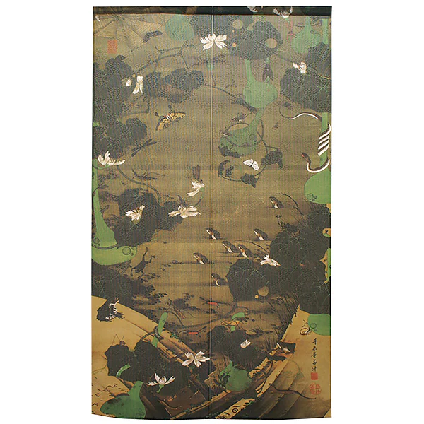 Noren Grooving Insects by the Pond - Ito Jakuchū, 85x150cm