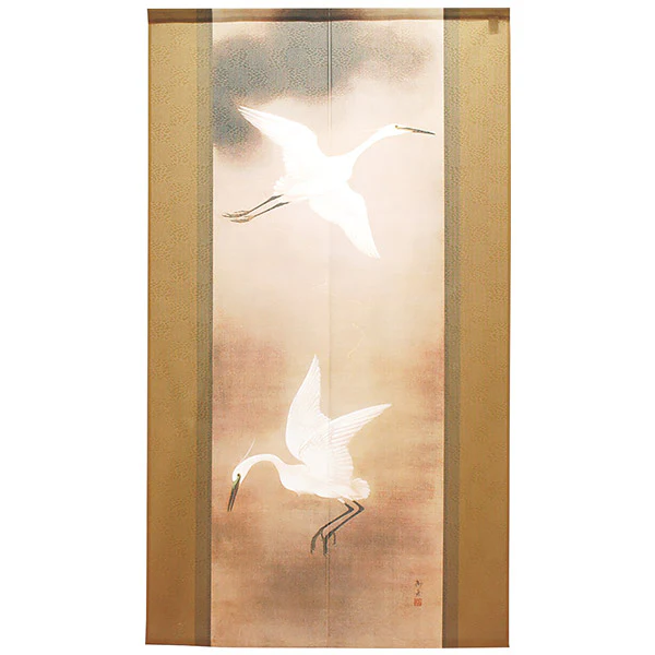 Noren Hérons Blancs Surpris par la Foudre - Hayami Gyoshu, 85x150cm