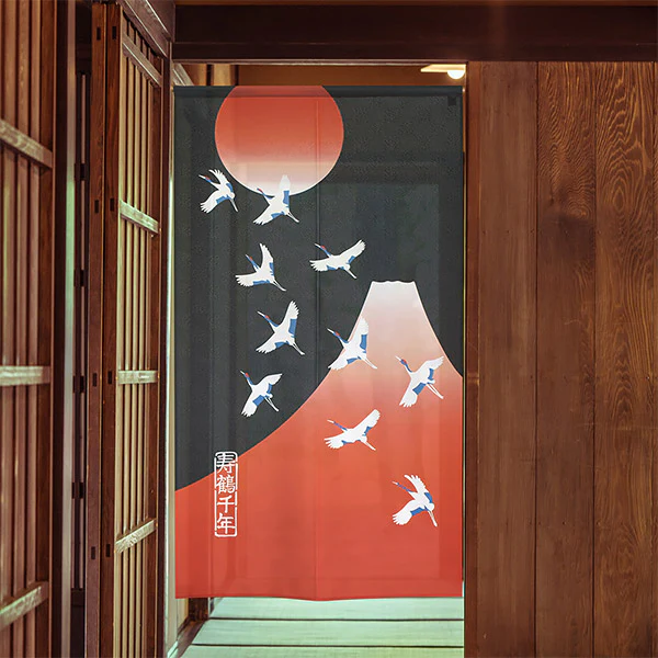 Noren L'Envol des Grues & Mont Fuji, 85x150cm