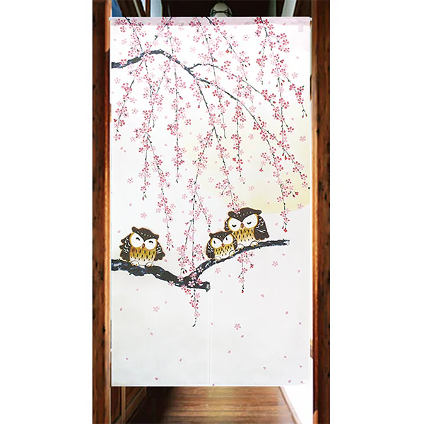 Noren Lucky Charm - Cherry Blossom & Owl, 85x150cm - Image 2