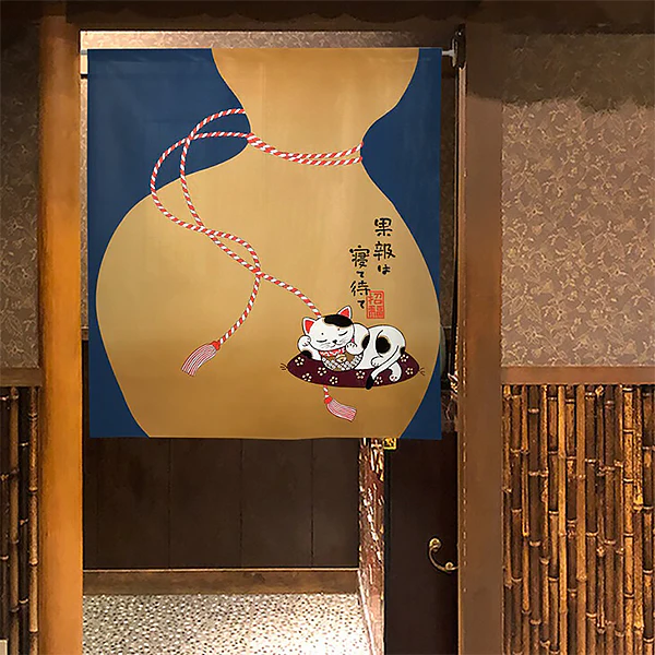 Noren Maneki Neko Good Fortunes, 85x90cm