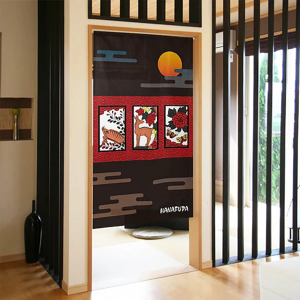 Noren Sanglier & Papillon - Hanafuda, 85x150cm - Image 2