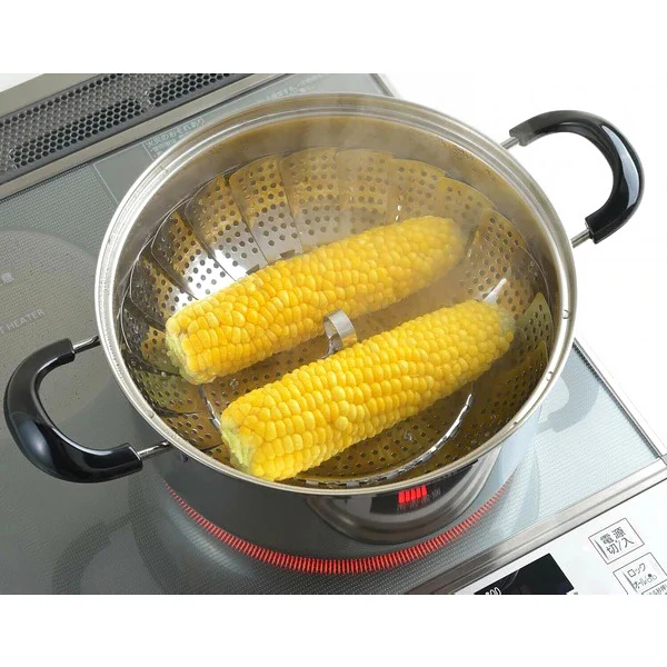 Panier Cuiseur Vapeur Inox Jumbo - Compatible Casseroles 18 à 28 cm