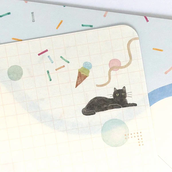 Papier Lettre & Enveloppe Aiwairo - Black Cat - Image 5