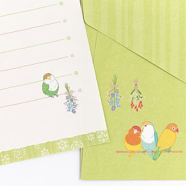 Papier Lettre & Enveloppe Birds - Vert - Image 4