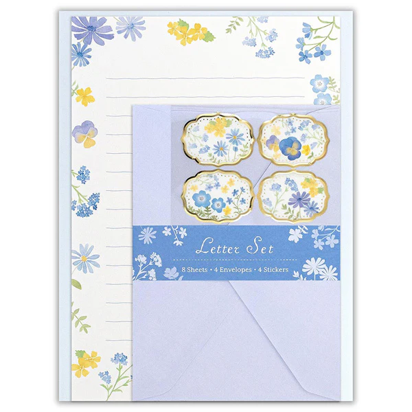 Papier Lettre & Enveloppe Boomy Flower - Bleu