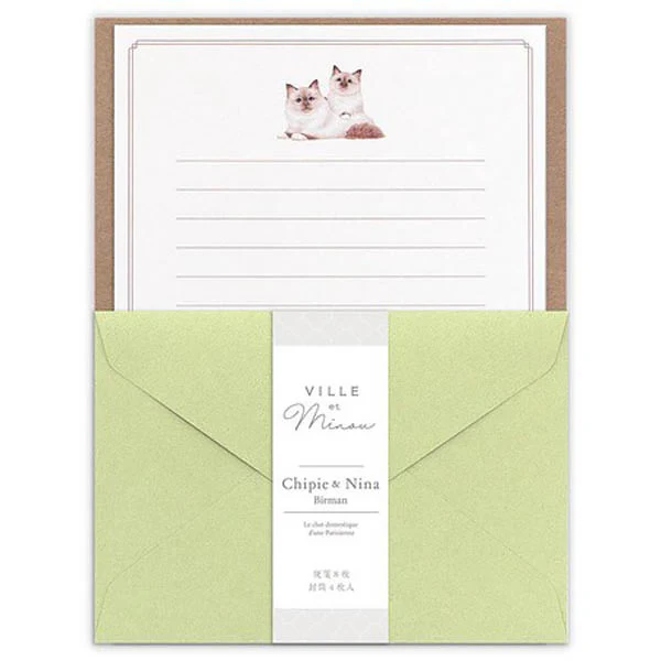 Papier Lettre & Enveloppe Mino - Chat Birman