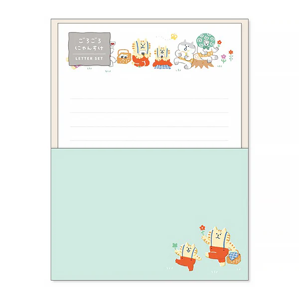 Papier Lettre & Enveloppe Chat Gorokoro - Picnic
