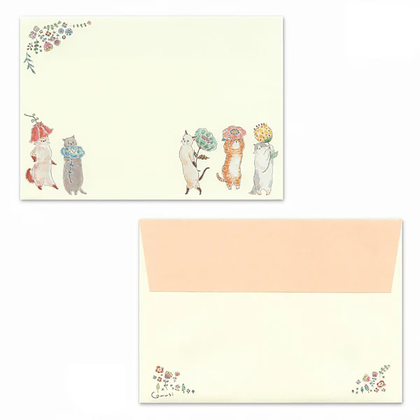 Papier Lettre & Enveloppe Chat Tokoro Komugi - Flowers - Image 3