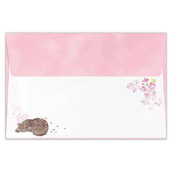 Papier Lettre & Enveloppe Chat Nekorobi - Sakura - Image 2