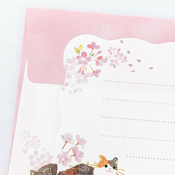 Papier Lettre & Enveloppe Chat Nekorobi - Sakura - Image 3