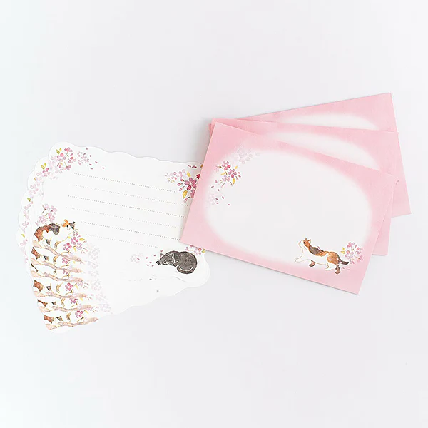 Papier Lettre & Enveloppe Chat Nekorobi - Sakura - Image 4