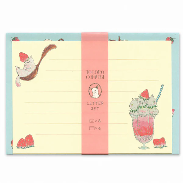 Papier Lettre & Enveloppe Chat Tokoro Komugi - Strawberry