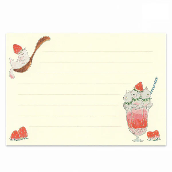 Papier Lettre & Enveloppe Chat Tokoro Komugi - Strawberry - Image 2