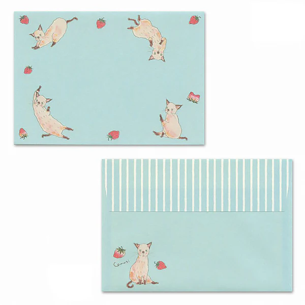 Papier Lettre & Enveloppe Chat Tokoro Komugi - Strawberry - Image 3