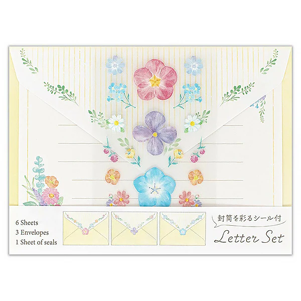 Papier Lettre & Enveloppe Flowers Deco (avec Autocollant)