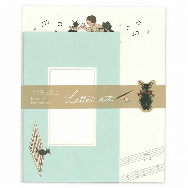 Papier Lettre & Enveloppe Kurahashira - Cat Piano