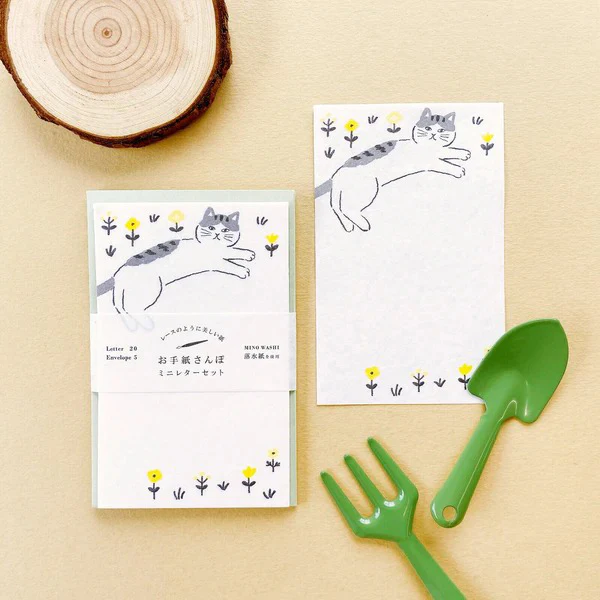 Papier Lettre & Enveloppe Mino - Cat Flower - Image 2