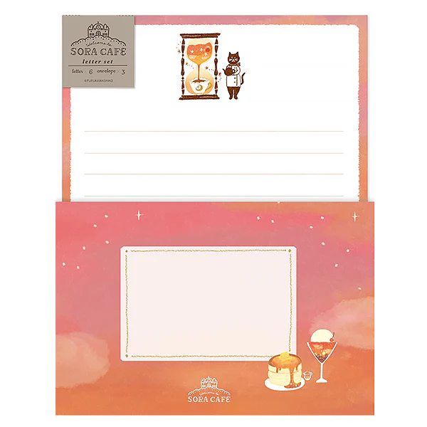 Papier Lettre & Enveloppe Sora Café, -Menu 17H-