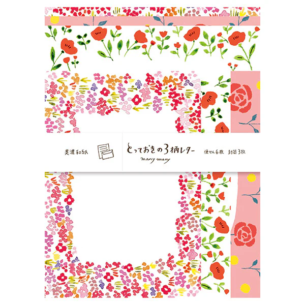 Papier Lettre Kimika - Red Flowers